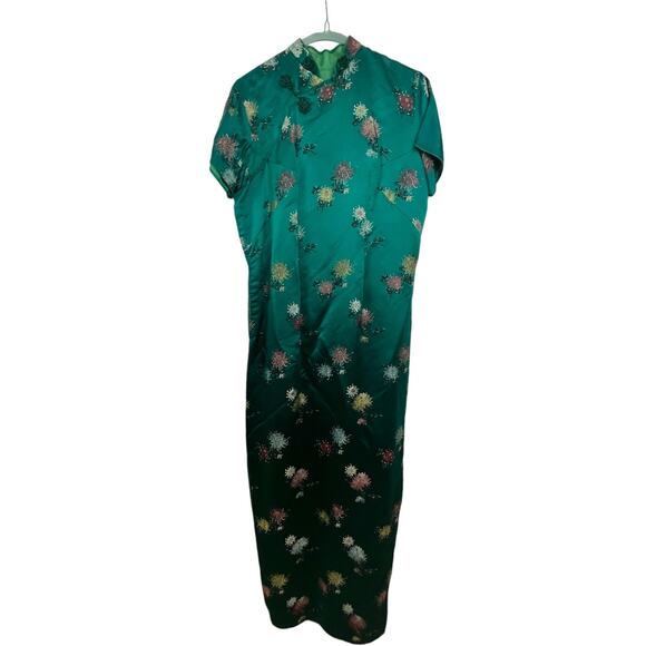 Unbranded Dresses & Skirts - Chinese Style Qipao Dress Emerald Green Long Formal Silk Satin Wedding Party